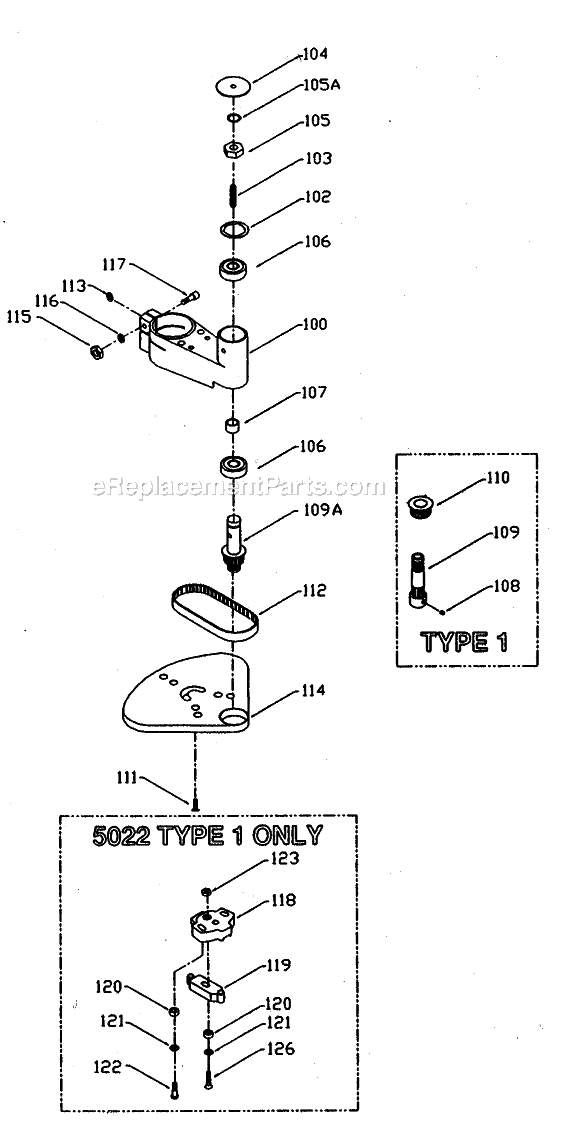 Page A Diagram and Parts List for 5022 Type 2 Porter Cable Laminate Trimmer